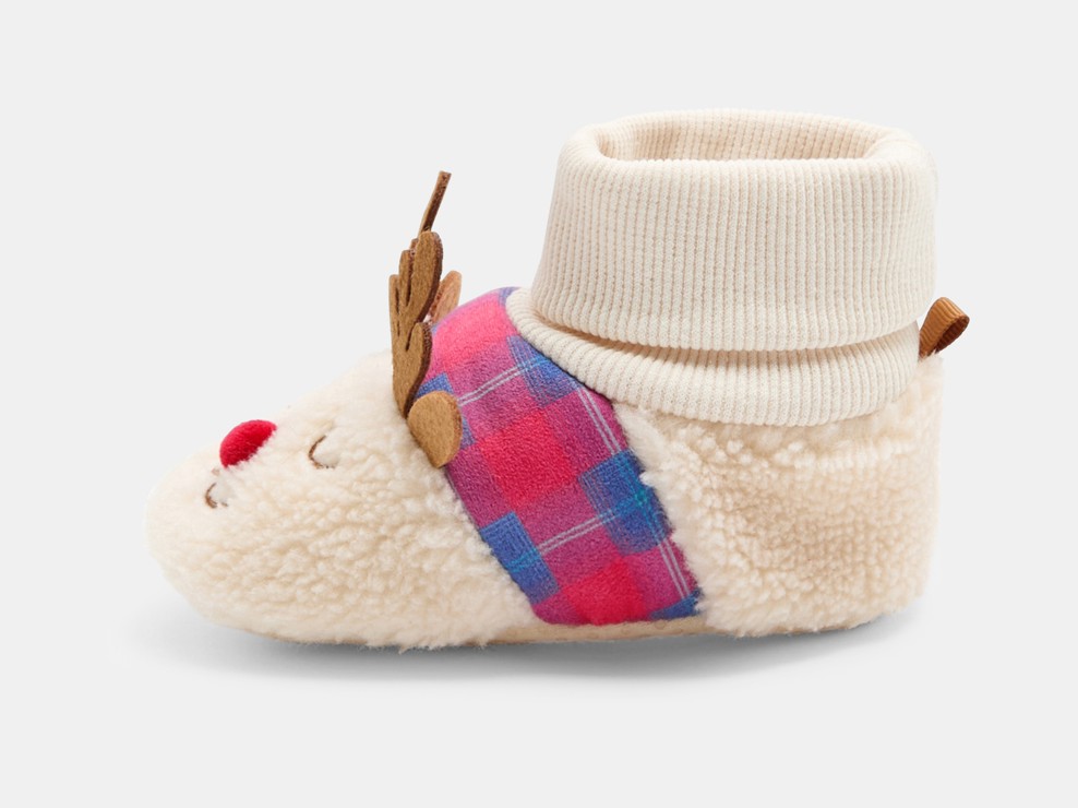 Weiche Rentier-Hausschuhe in Weiß für Babys (unisex) 1