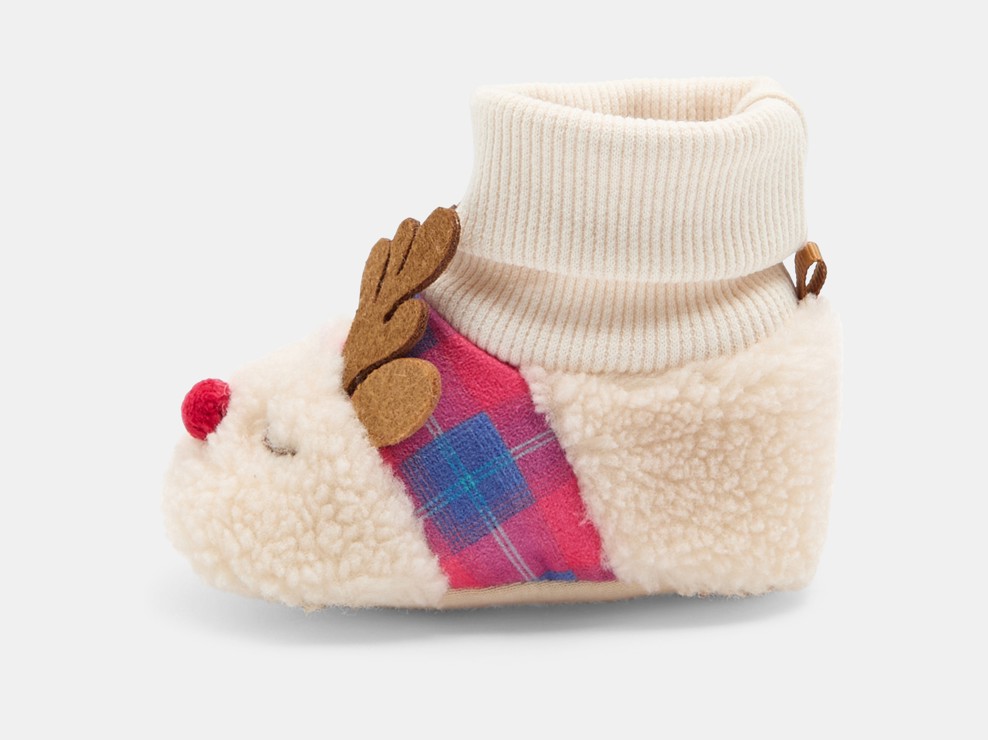 Weiche Rentier-Hausschuhe in Weiß für Babys (unisex) 1