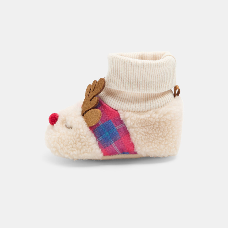 Weiche Rentier-Hausschuhe in Weiß für Babys (unisex)