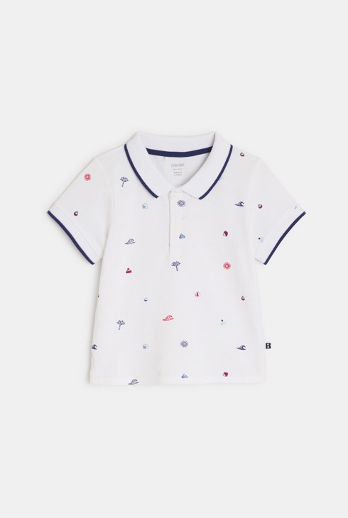 Polo blanc estampat tropical bebè nen 1