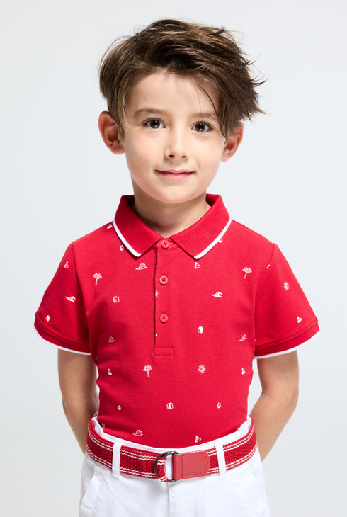 Polo vermell amb estampat tropical bebè nen 1
