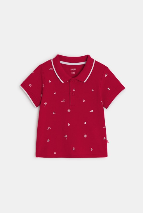 Polo vermell amb estampat tropical bebè nen 2