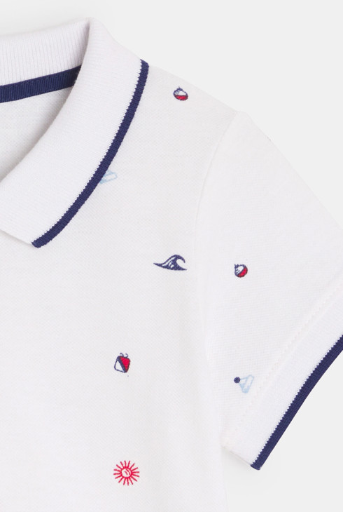 Polo blanc estampat tropical bebè nen 2