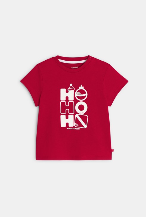 Samarreta vermella amb missatge bebè nen 1