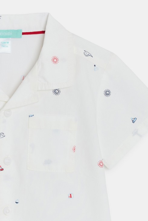 Camisa blanca amb estampat tropical bebè nen 2