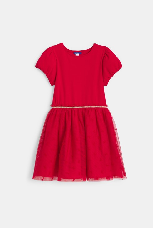 Vestit bimatèria vermell nena 1