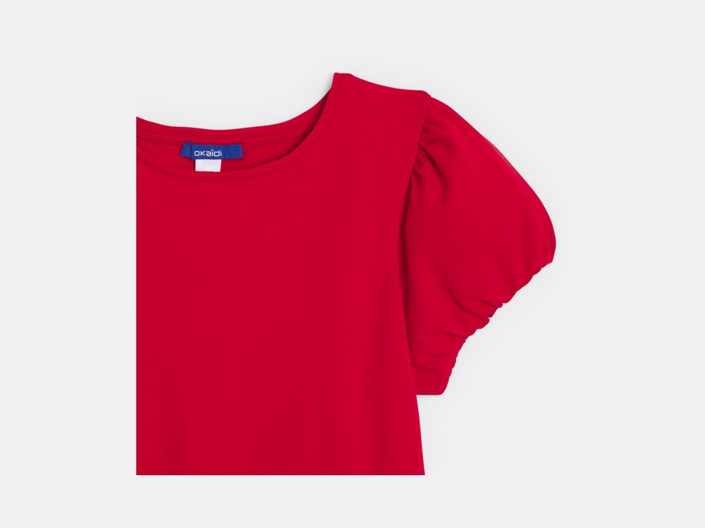 Vestido bimaterial rojo niña 2