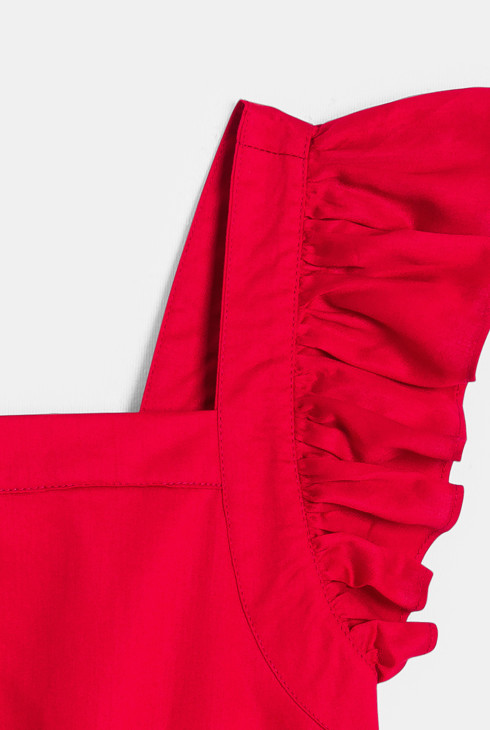 Rotes Kleid mit Volants für Mädchen 2