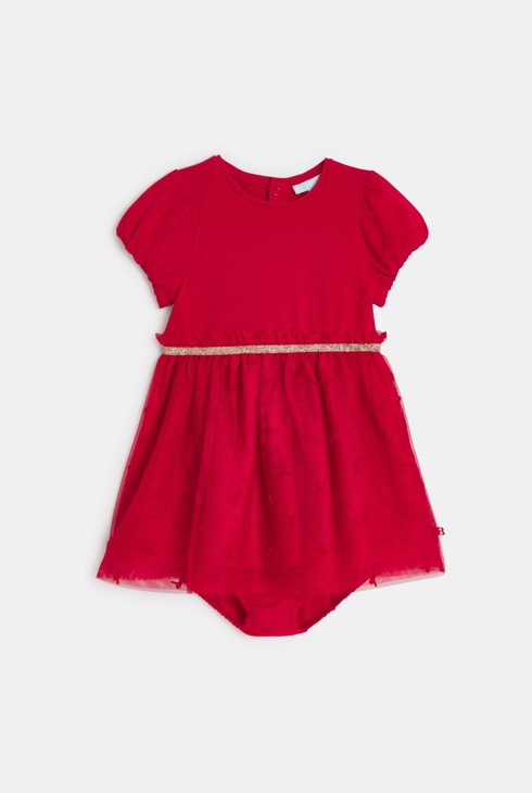 Rotes Kurzarm-Kleid für kleine Mädchen 1