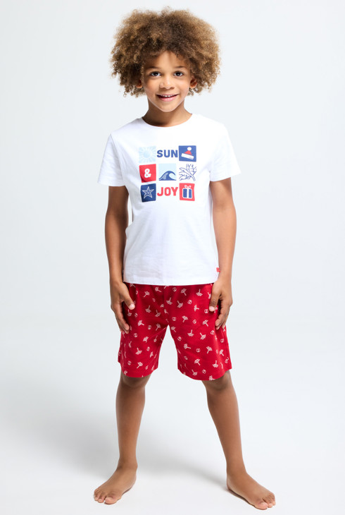 Pijama curt 2 peces vermell nen 1