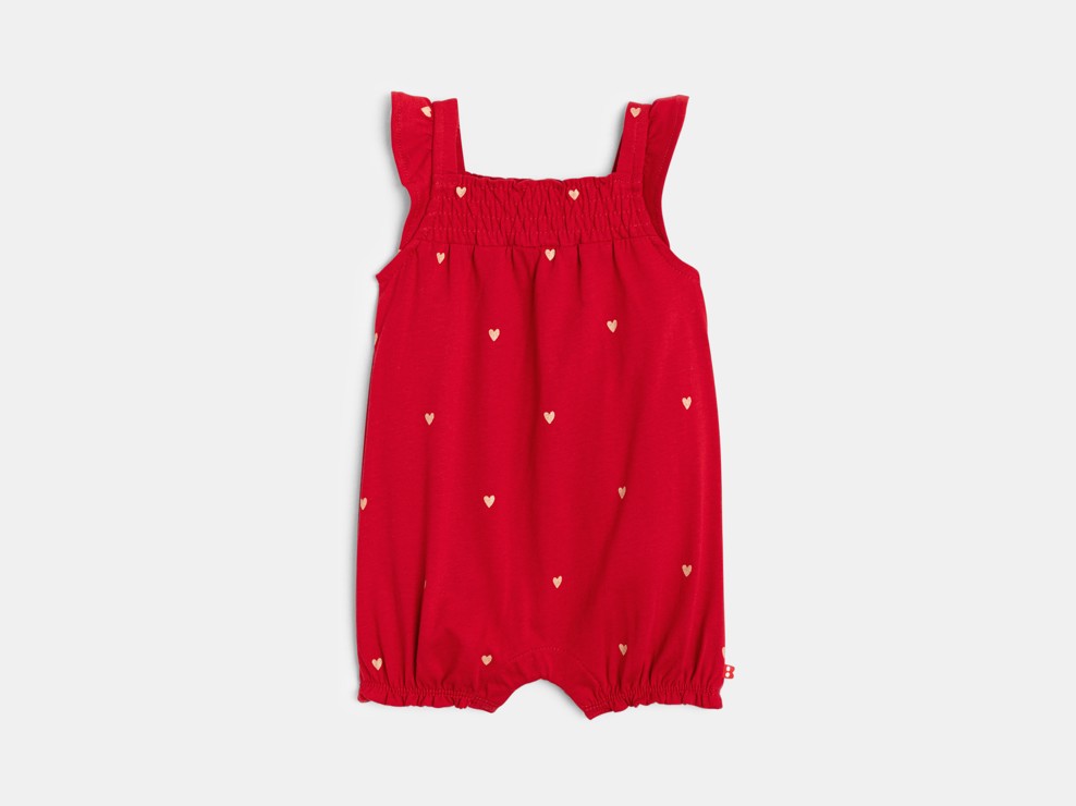 Mono corto rojo motivo corazón bebé niña 1