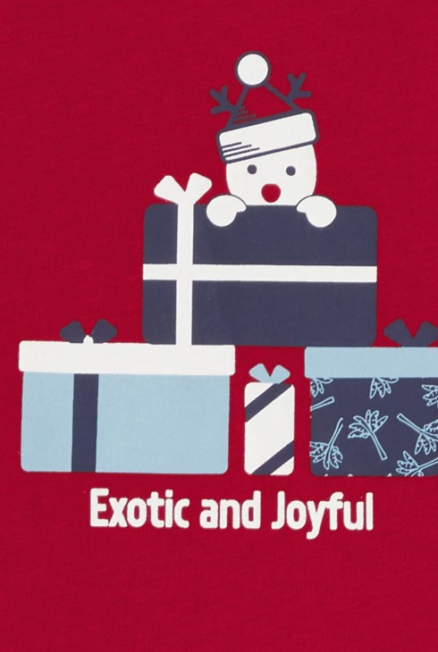 Granota curta vermella amb estampat festiu bebè nen 2