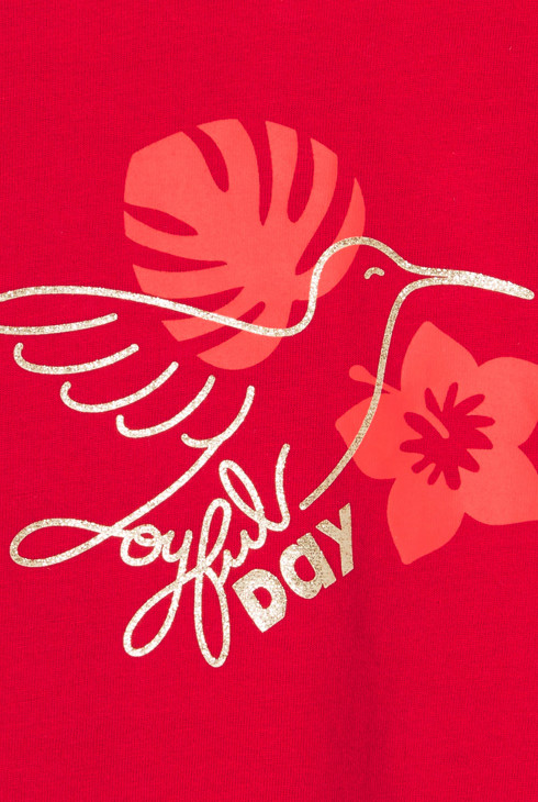 Rotes Kurzarm-T-Shirt mit Volants für kleine Mädchen 2