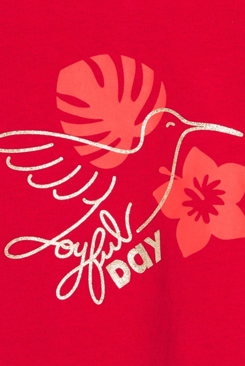 Camiseta roja de manga corta con volantes para bebé niña 2