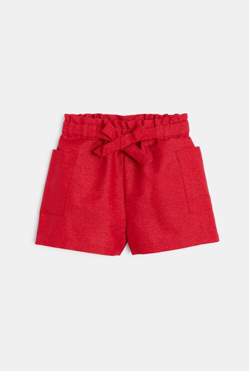 Rote Shorts mit hohem Bund für kleine Mädchen 1