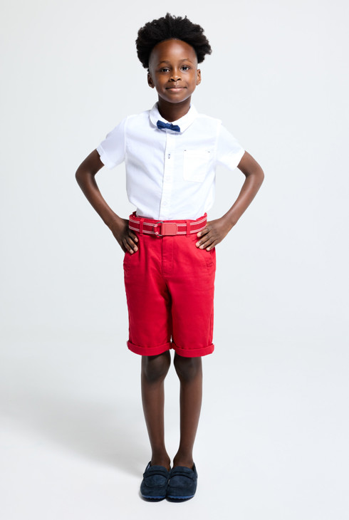 Pijama corto 2 piezas de punto jersey rojo niña 1