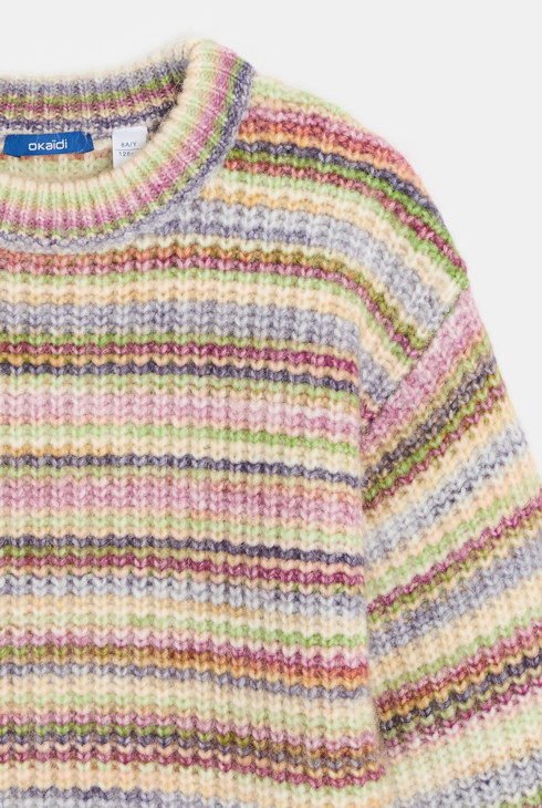 Pull rayé multicolore Fille