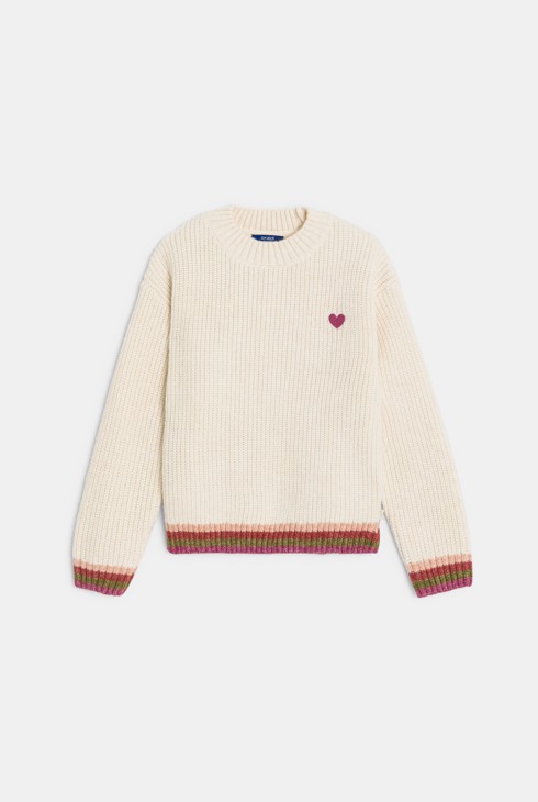 Maglione in maglia beige neonata 1
