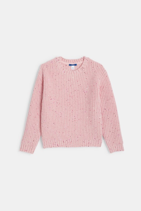 Maglione in lana pesante rosa per bambina 1