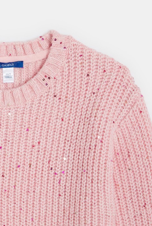 Pullover Grobstrick rosa Mädchen