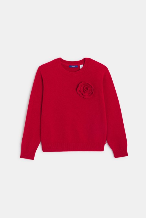 Pull en maille rouge Fille 2