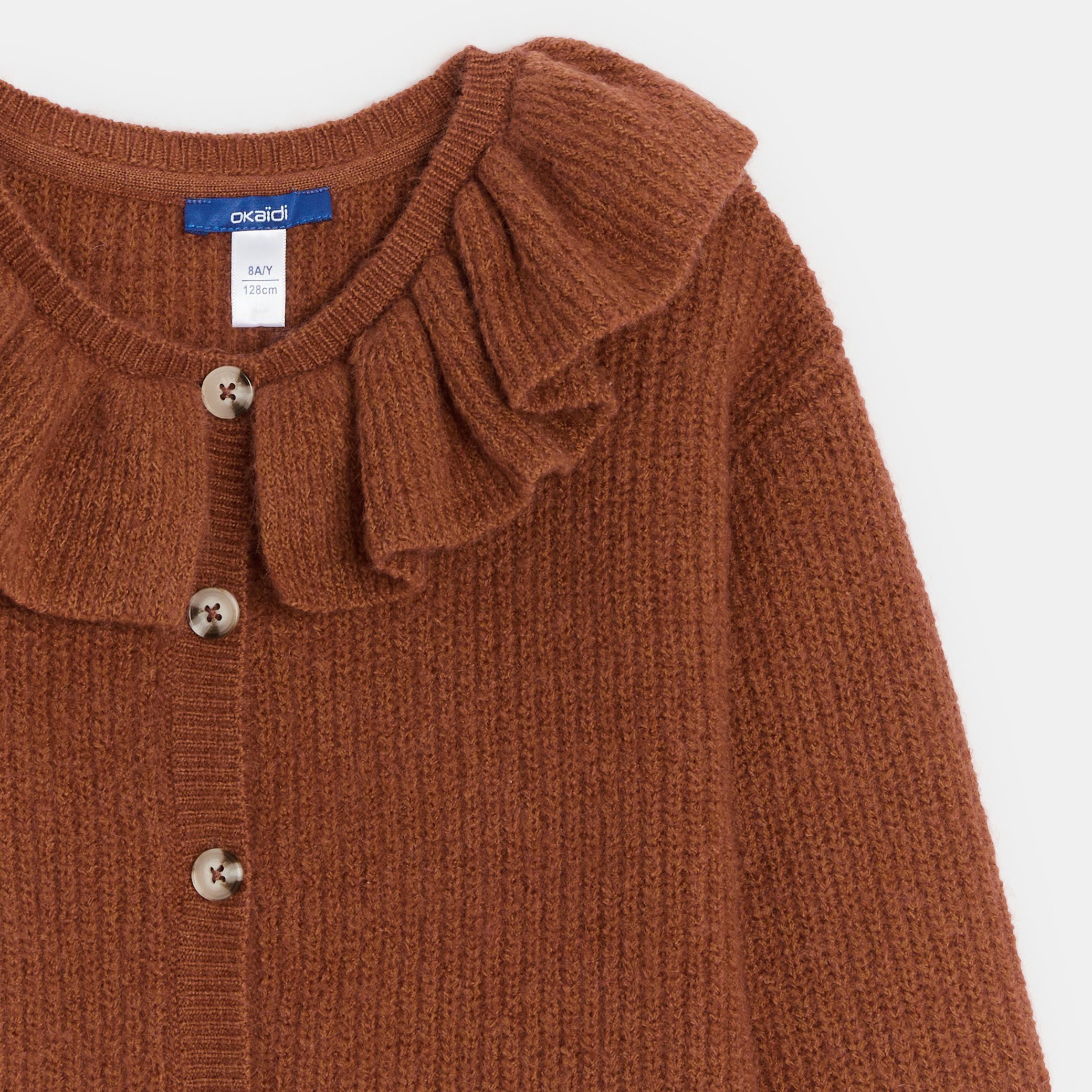 Cardigan Fille 18-24 Mois - Tricoté Marron - Neuf Avec étiquettes