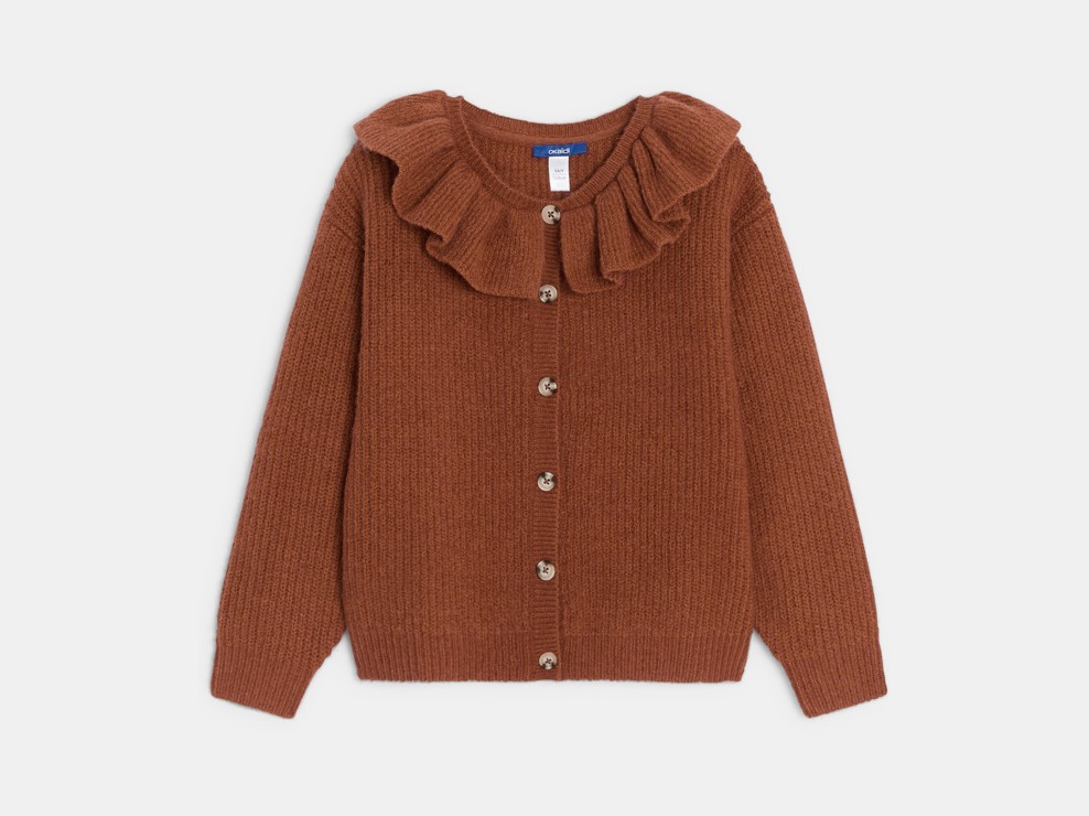 Brązowy kardigan z dzianiny dla dziewczynki 2