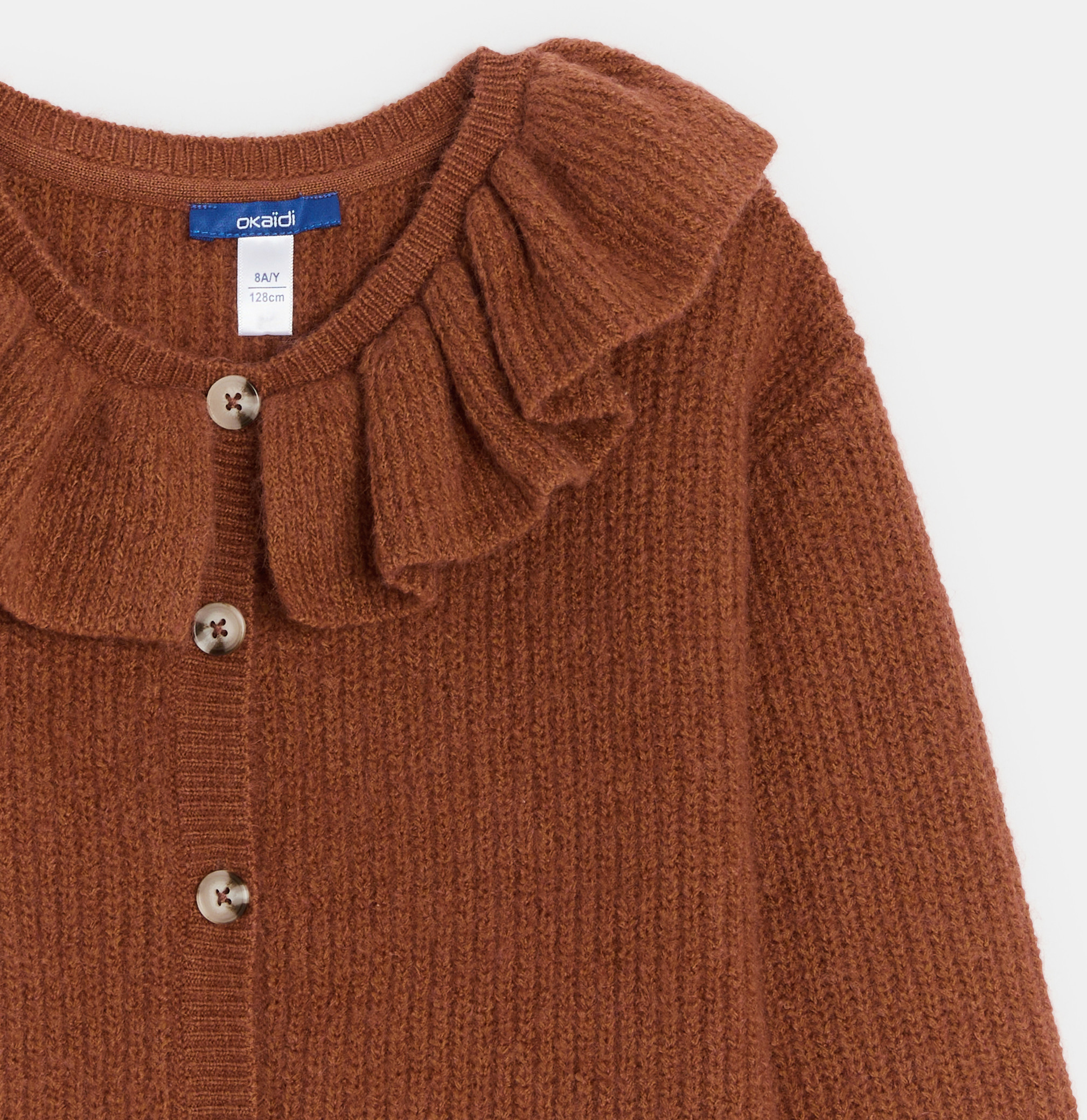Cardigan en maille marron Fille