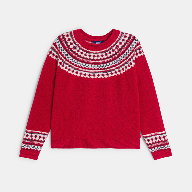 Pullover Jacquard Berge rosa Mädchen