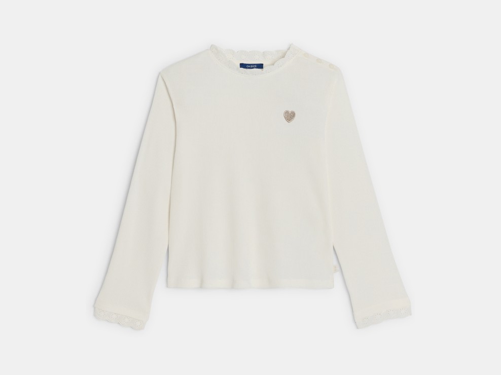 T-shirt blanc brodé Fille 2