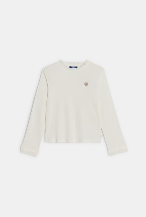 Girl's white embroidered T-shirt 2