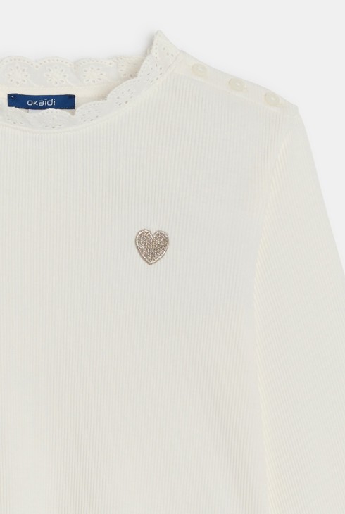 T-shirt blanc brodé Fille