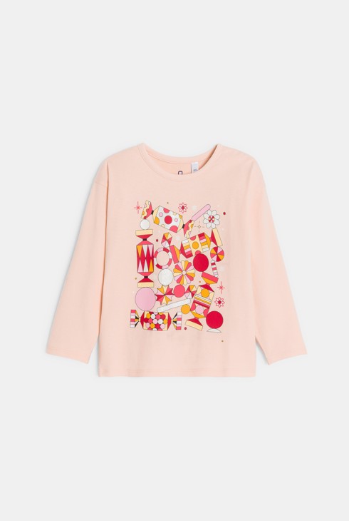 T-shirt a maniche lunghe rosa bambina Okaïdi X Maison Tangible 1