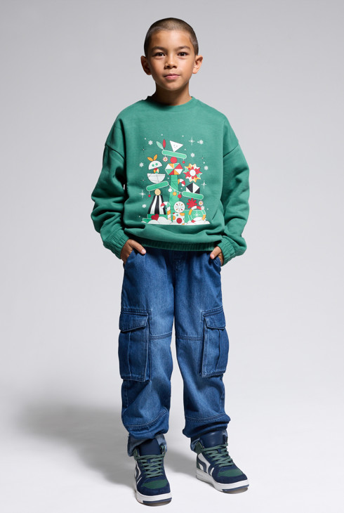 Sweatshirt mit grünem Motiv Jungen Okaïdi X Maison Tangible 1