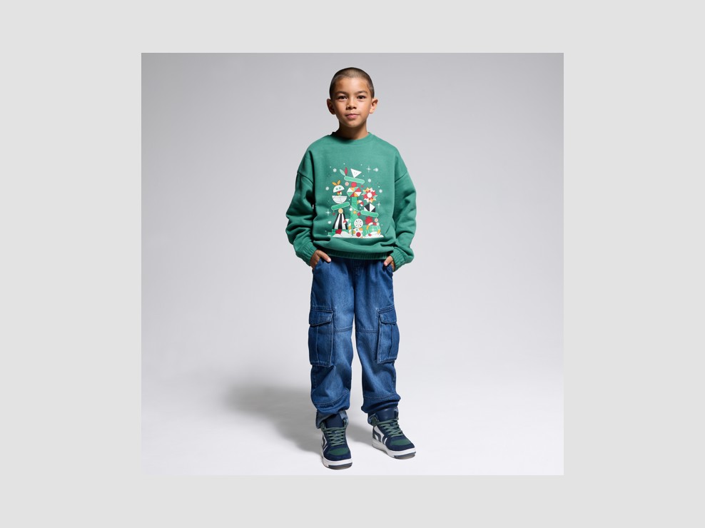 Sweat à motif vert Garçon Okaïdi X Maison Tangible 1