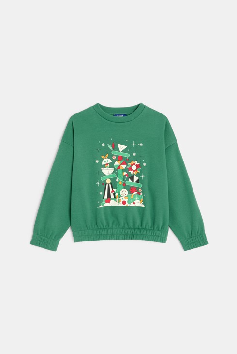 Boy's green motif sweatshirt 2