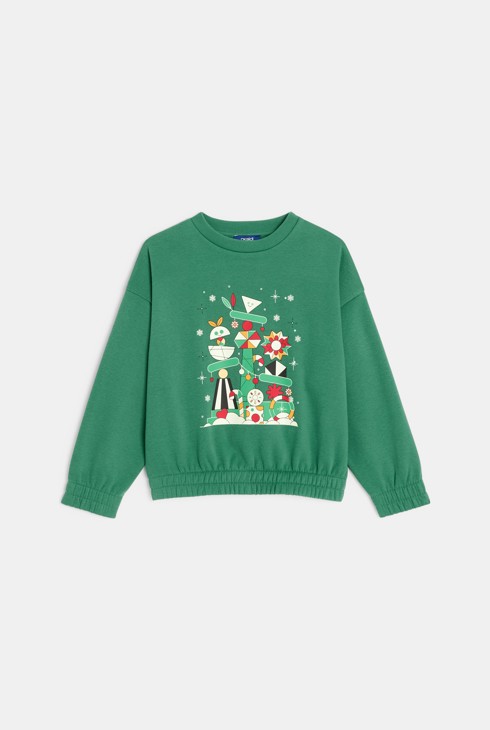 Boy's green motif sweatshirt 2