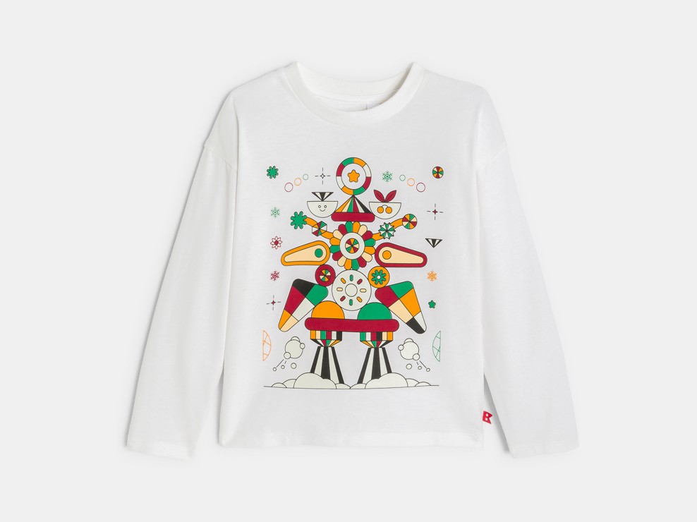 T-shirt blanc manches longues Garçon Okaïdi X Maison Tangible 2