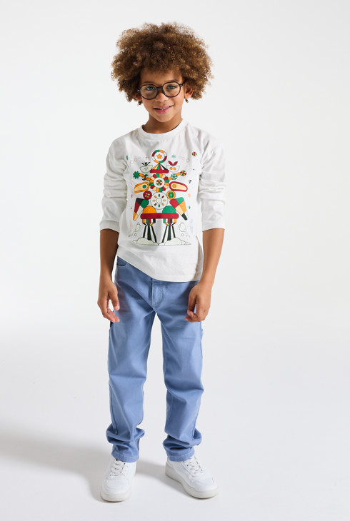 T-Shirt weiß lange Ärmel Jungen Okaïdi X Maison Tangible 1