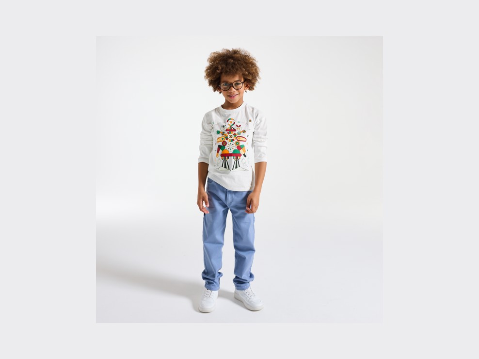 T-shirt blanc manches longues Garçon Okaïdi X Maison Tangible 1