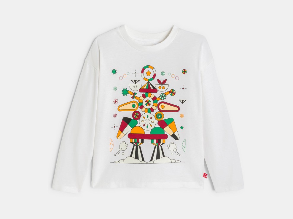 Biała koszulka z długim rękawem dla chłopca Okaïdi X Maison Tangible 2