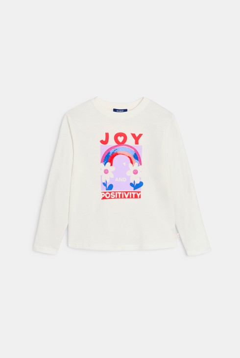 Camiseta de manga larga con mensaje blanco niña 1