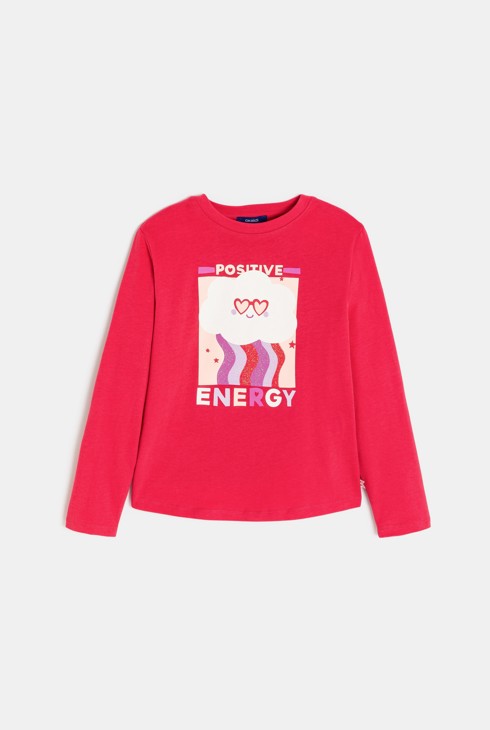 sT-shirt rosa a maniche lunghe con scritta per bambina 1