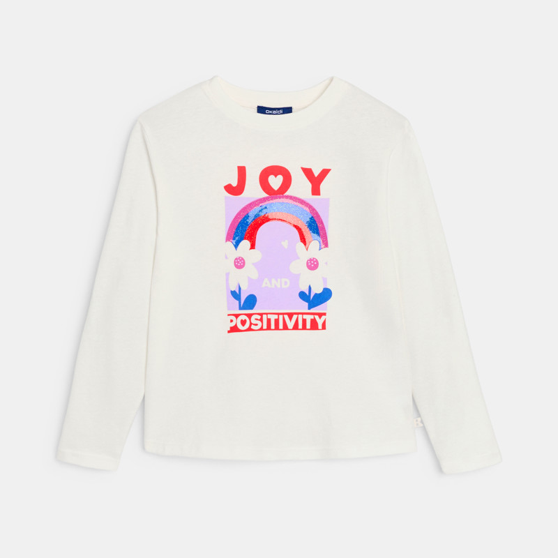 Weißes Langarm-T-Shirt mit Schriftzug Mädchen