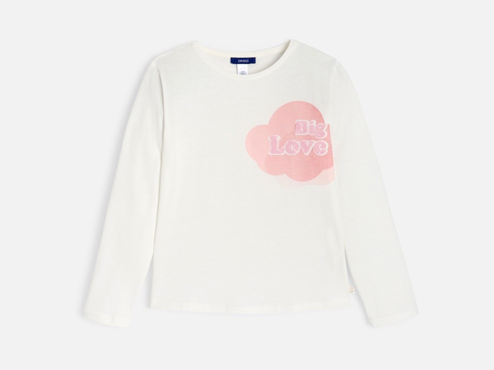 Weißes Langarm-T-Shirt mit Schriftzug Mädchen 1