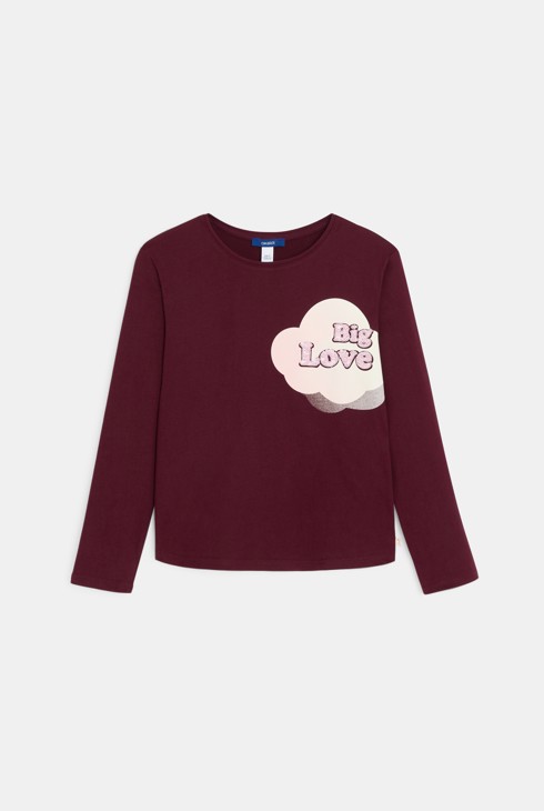 Camiseta de manga larga con mensaje violeta niña 1
