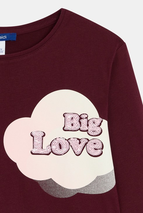 Girl's violet long-sleeve T-shirt with slogan 2