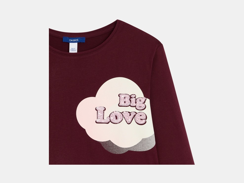 T-shirt manches longues à message violine Fille 2