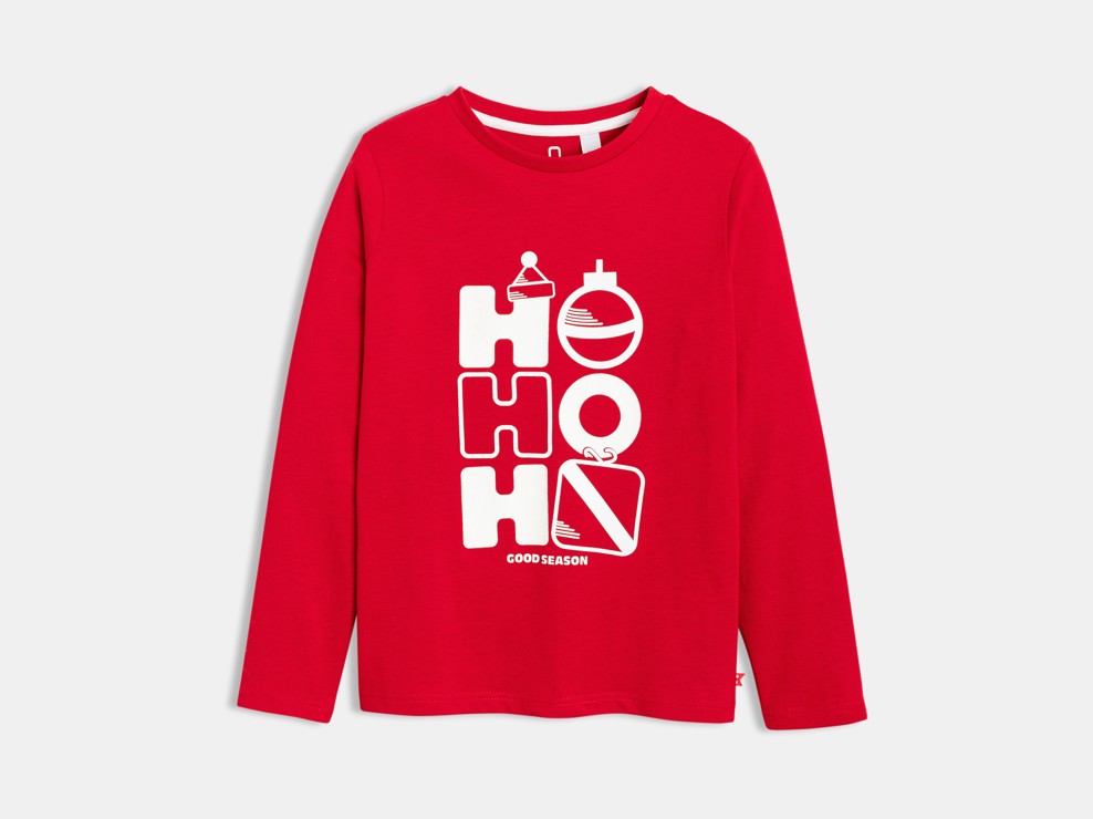 T-shirt met lange mouwen en 'HO HO HO'-opschrift voor jongens 1