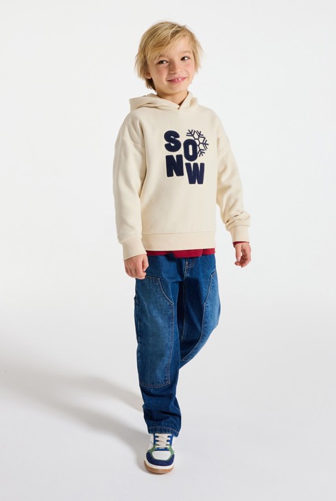 Boy's beige slogan sweatshirt 1